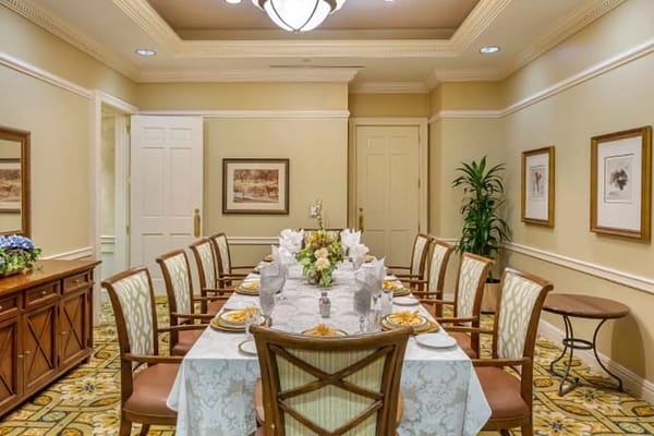 Elegant dining room set for a meal