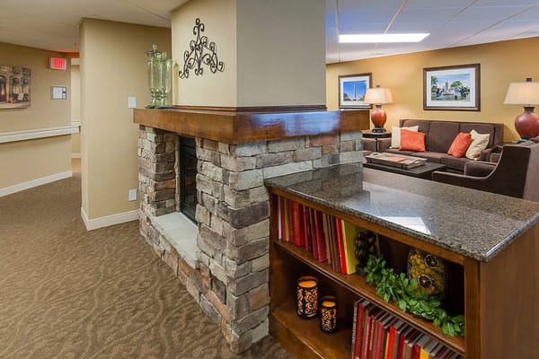 Cozy common area with seating and decorations