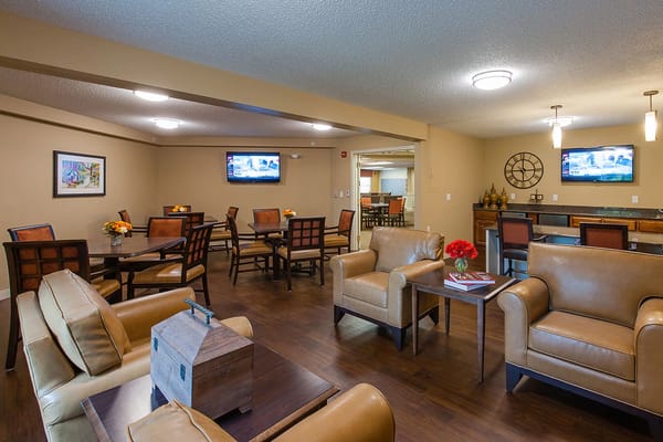 Interior common area with seating and tables