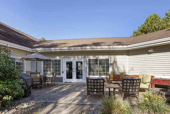 Outdoor seating area with patio furniture