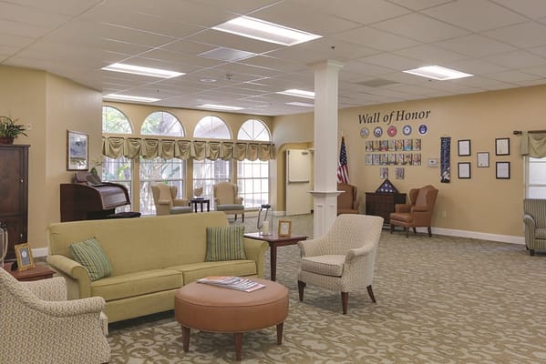 Common area with seating and decorations