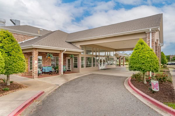 Entrance of Brookdale Bossier City with well-maintained landscaping