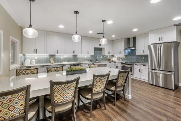 Modern kitchen area in an assisted living facility