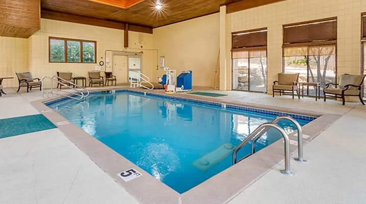 Indoor swimming pool at a senior living facility