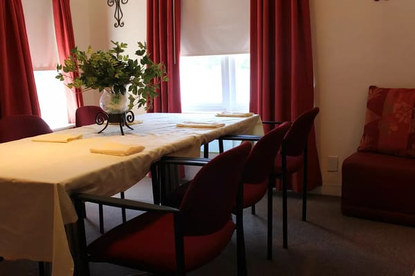 Table set for a meal in an inviting dining area