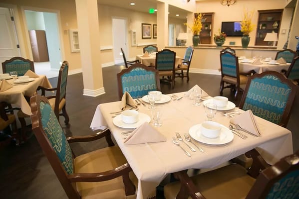 Elegant dining room set for a meal