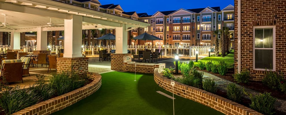 Outdoor patio area of the facility with seating