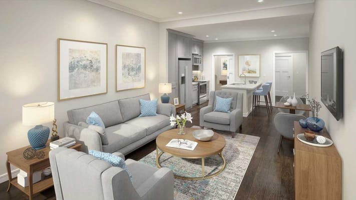 Modern living room interior of a senior living facility