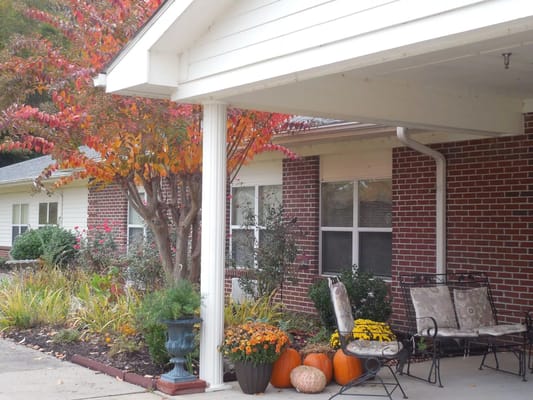 Exterior view of Canterbury Place with autumn decorations