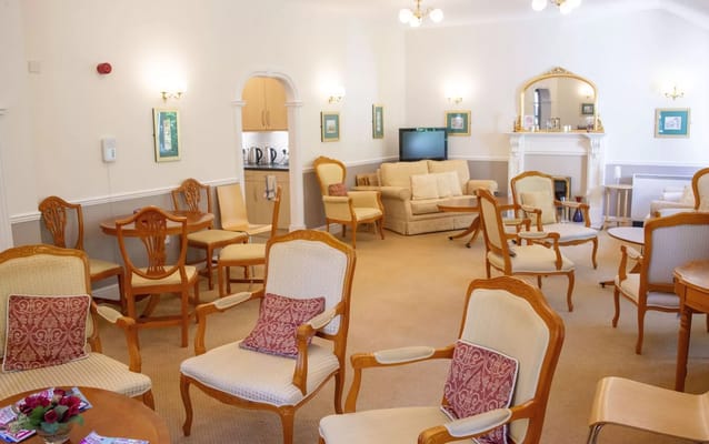 Interior view of a comfortable common area with seating