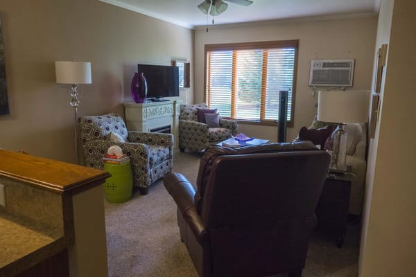 Cozy living room in a senior living facility