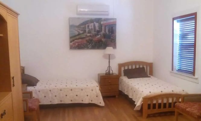 Interior view of a twin-bedded resident room