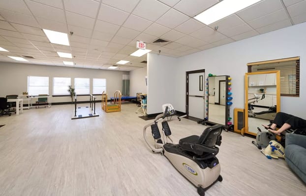 Interior view of a therapy room with equipment