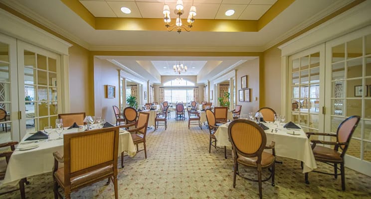 Elegant dining room with table settings