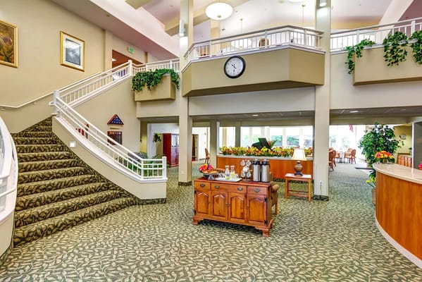 Interior view of a common area in an assisted living facility