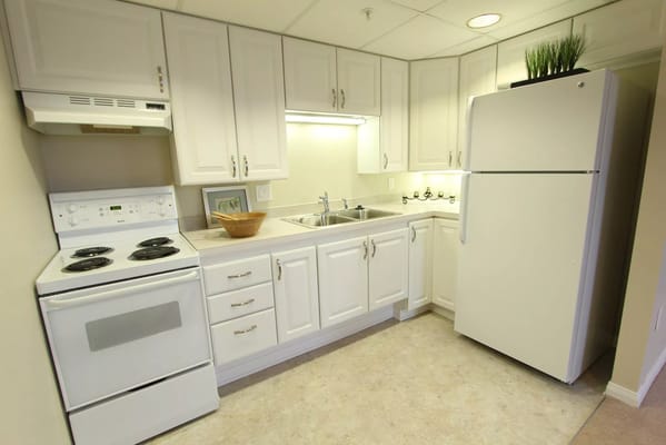 Interior view of a kitchen in a senior living facility