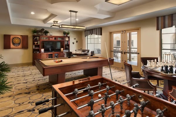 Common area with games and seating