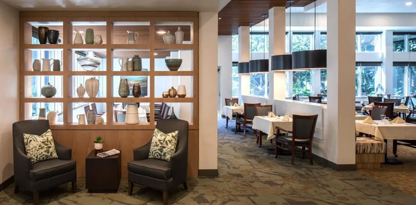 Interior view of a common area with seating and decor