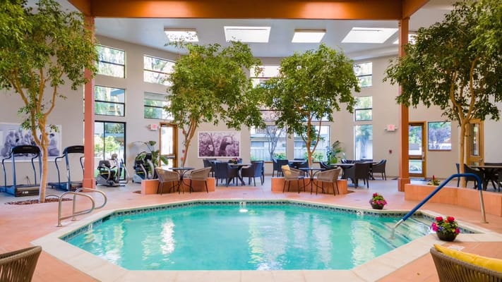 Interior view of a bright, inviting pool area
