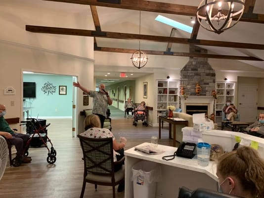 Residents enjoying a group activity in the common area