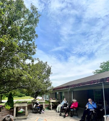 Residents enjoying time outdoors on a sunny day