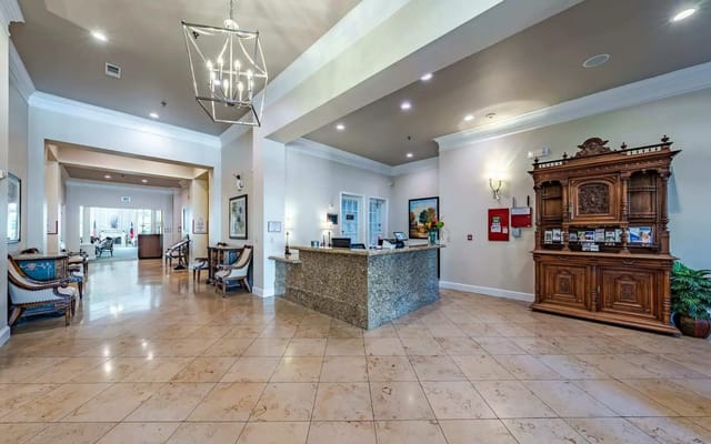 Bright and welcoming lobby area of the facility