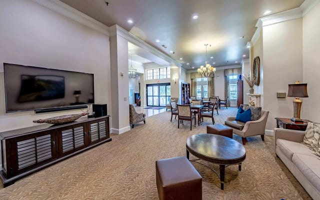 Common area lounge in a senior living facility