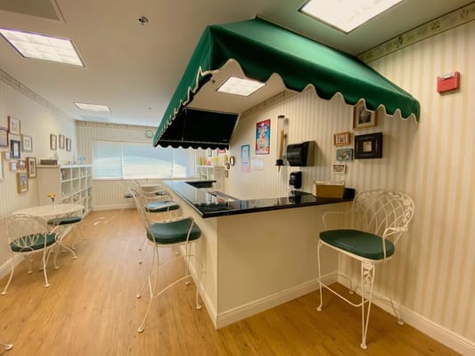 Interior view of a common area with seating and decor