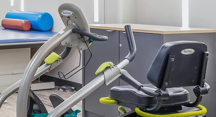 Exercise equipment in a rehabilitation room