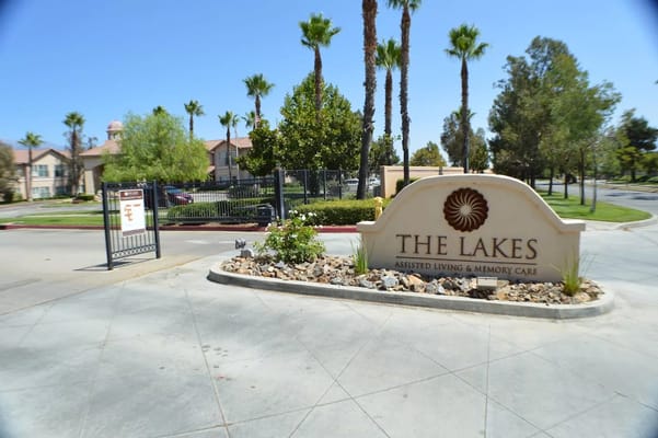 Exterior view of The Lakes assisted living facility entrance