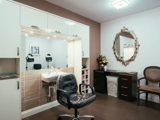 Bright interior of a hair salon with elegant decor