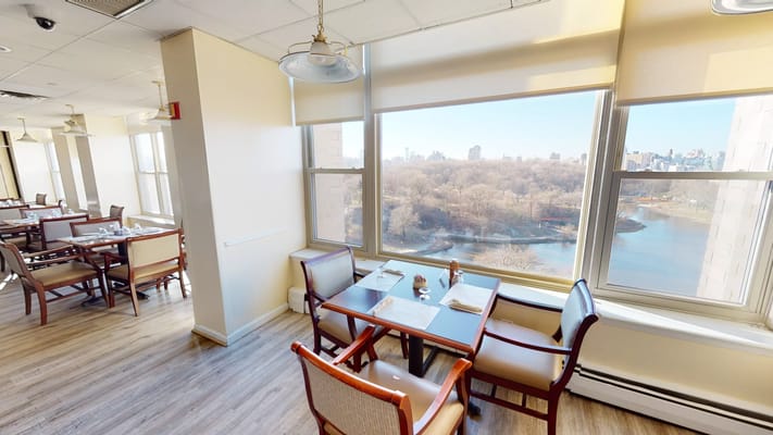 Dining area with a view of the park