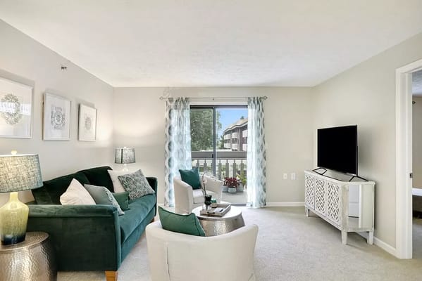 Inviting living room with a view and comfortable furniture