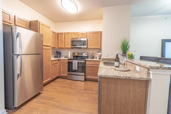 Modern kitchen area in a senior living facility