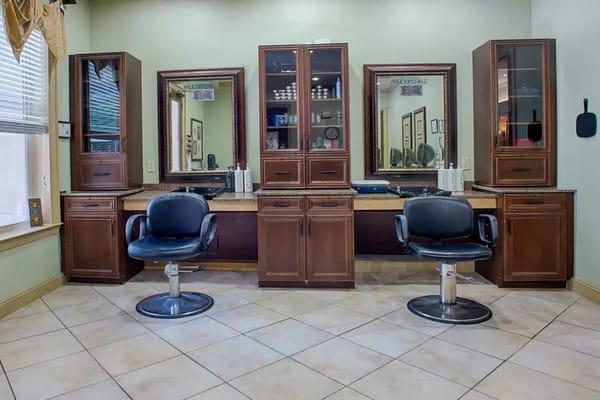 Interior view of a hair salon in a senior living facility