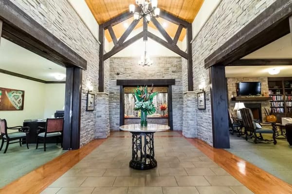 Interior view of a common area with vaulted ceiling
