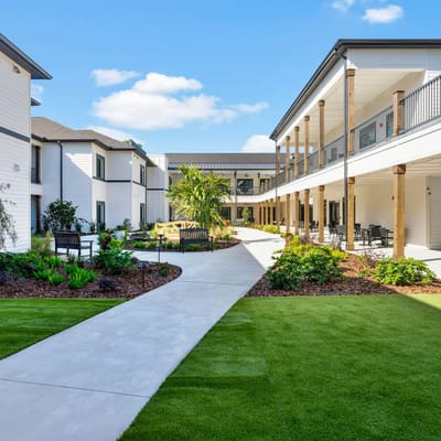 Pathway and garden area of the assisted living facility