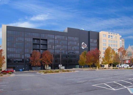 View of the facility building with autumn trees