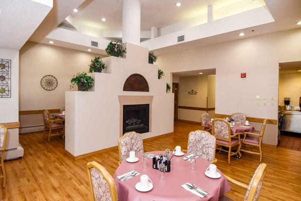 Dining area with tables set for meals