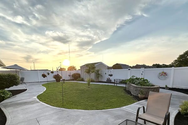 Beautiful outdoor area with pathways and seating