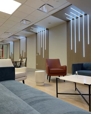 Modern lounge area with stylish seating