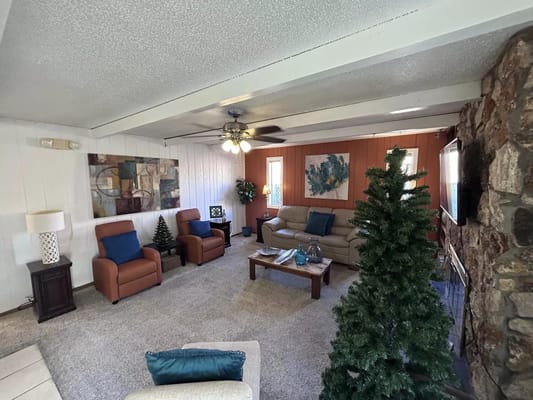 Cozy living room with comfortable seating and decor