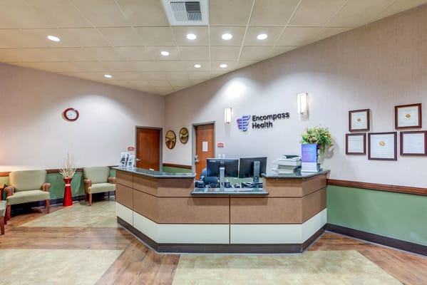 Lobby reception area with seating and decor