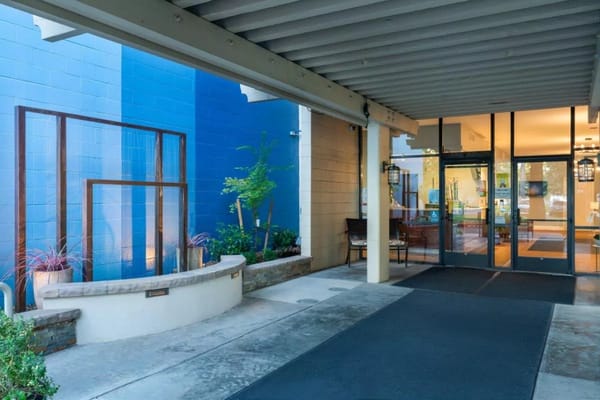 Entrance area with plants and seating