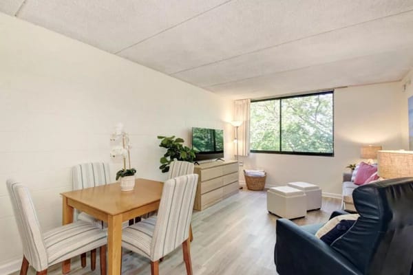 Bright communal living area with natural light