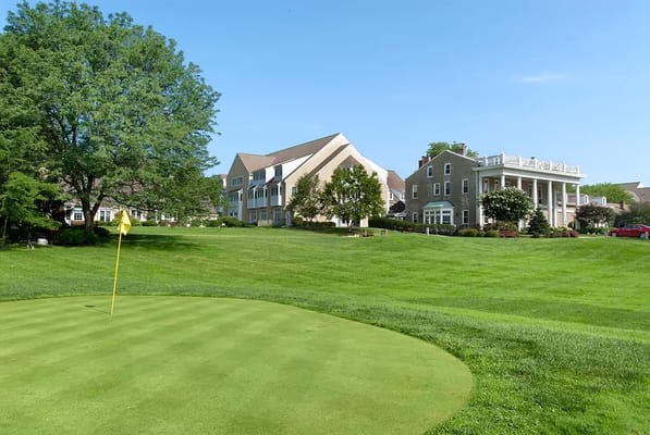 View of the Evergreen Retirement Community building and golf area