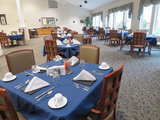 Dining area set up for a meal service