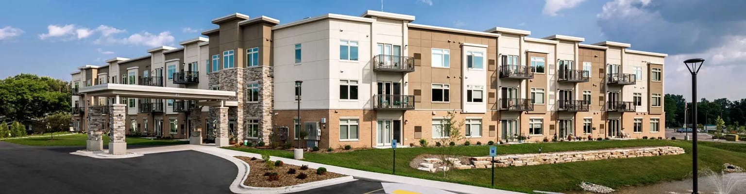 Exterior view of Evergreen Oshkosh residential building