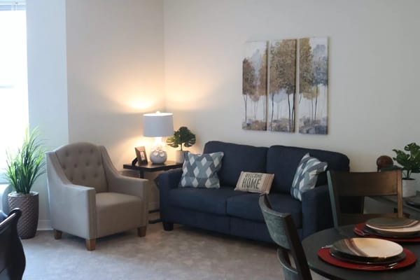 Cozy living space with comfortable seating and decor