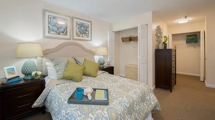 Cozy bedroom setup in a resident unit